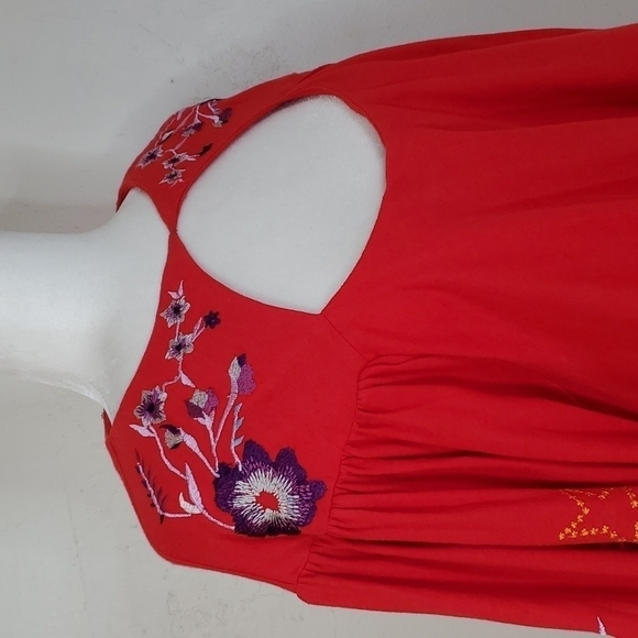 NWT Free People Lita Red Embroidered Top Size Small - Picture 5 of 12